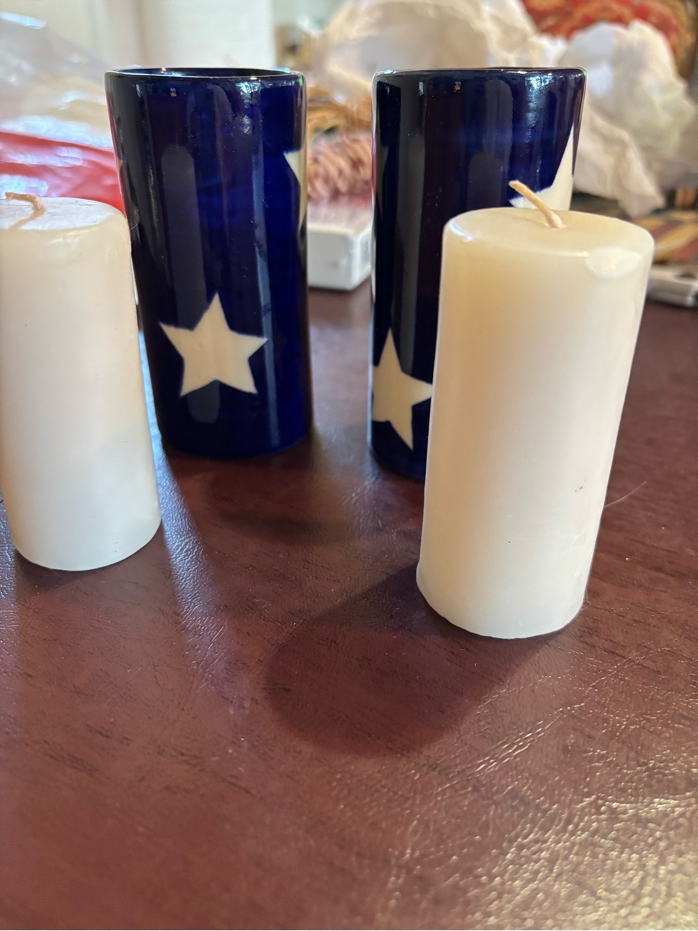 Vintage Cobalt Blue Star Tumblers – Patriotic Americana Glassware – Set of 2